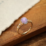 Bague Améthyste Olive Mystique Argent Plaqué Or - Biloria