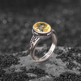 Bague Améthyste ou Citrine ajustable – Argent 925 motif floral - Biloria