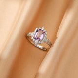 Bague Améthyste taille émeraude argent 925 ajustable - Biloria