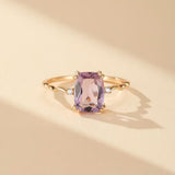 Bague Améthyste Violette en Argent Plaqué Or 14K - Biloria