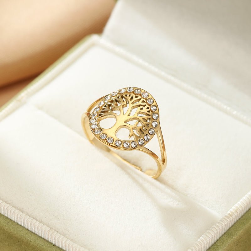 Bague Arbre de Vie Ajustable – Symbole de Nature et Lumière - Biloria