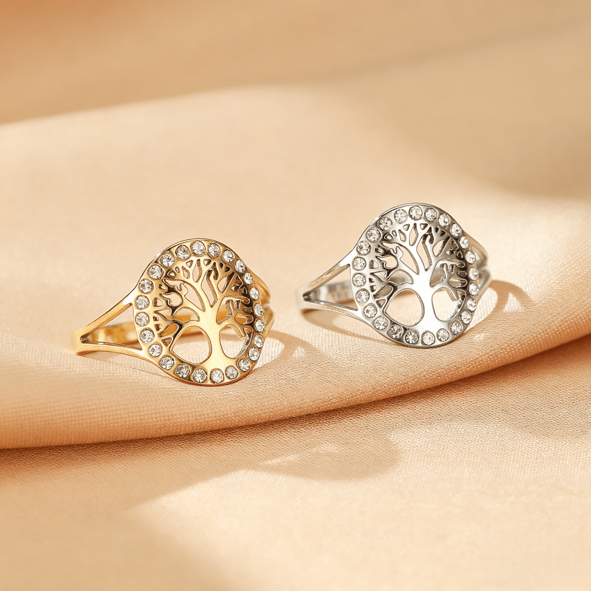 Bague Arbre de Vie Ajustable – Symbole de Nature et Lumière - Biloria