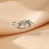 Bague Arbre de Vie Feuillage Éclatant en Argent 925 et Zircon - Biloria
