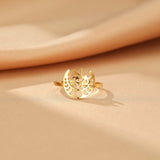 Bague Arbre de Vie Lune Ajustable Dorée - Biloria