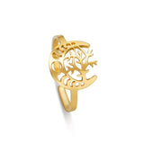 Bague Arbre de Vie Lune Ajustable Dorée - Biloria