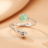 Bague Aventurine Argent 925 Martelé – Porte-Bonheur & Bien-Être - Biloria
