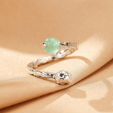 Bague Aventurine Argent 925 Martelé – Porte-Bonheur & Bien-Être - Biloria