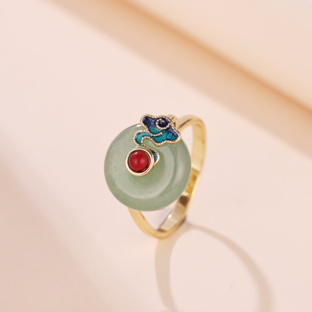 Bague Aventurine avec Nuage et Perles Symboliques - Biloria