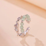 Bague Aventurine Bambou Argent 925 Ajustable - Cadeau Nature - Biloria