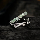 Bague Aventurine Bambou Argent 925 Ajustable - Cadeau Nature - Biloria