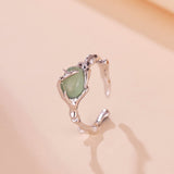 Bague Aventurine Bambou Argent Ajustable Force Sérénité - Biloria