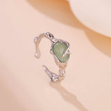 Bague Aventurine Bambou Argent Ajustable Force Sérénité - Biloria