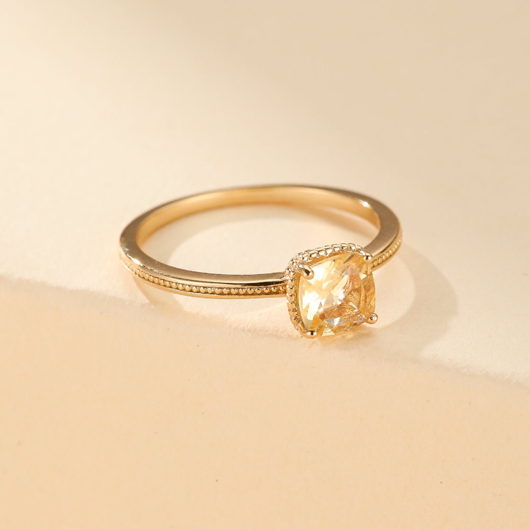 Bague Citrine Argent Plaqué Or – Vertus Énergétiques - Biloria
