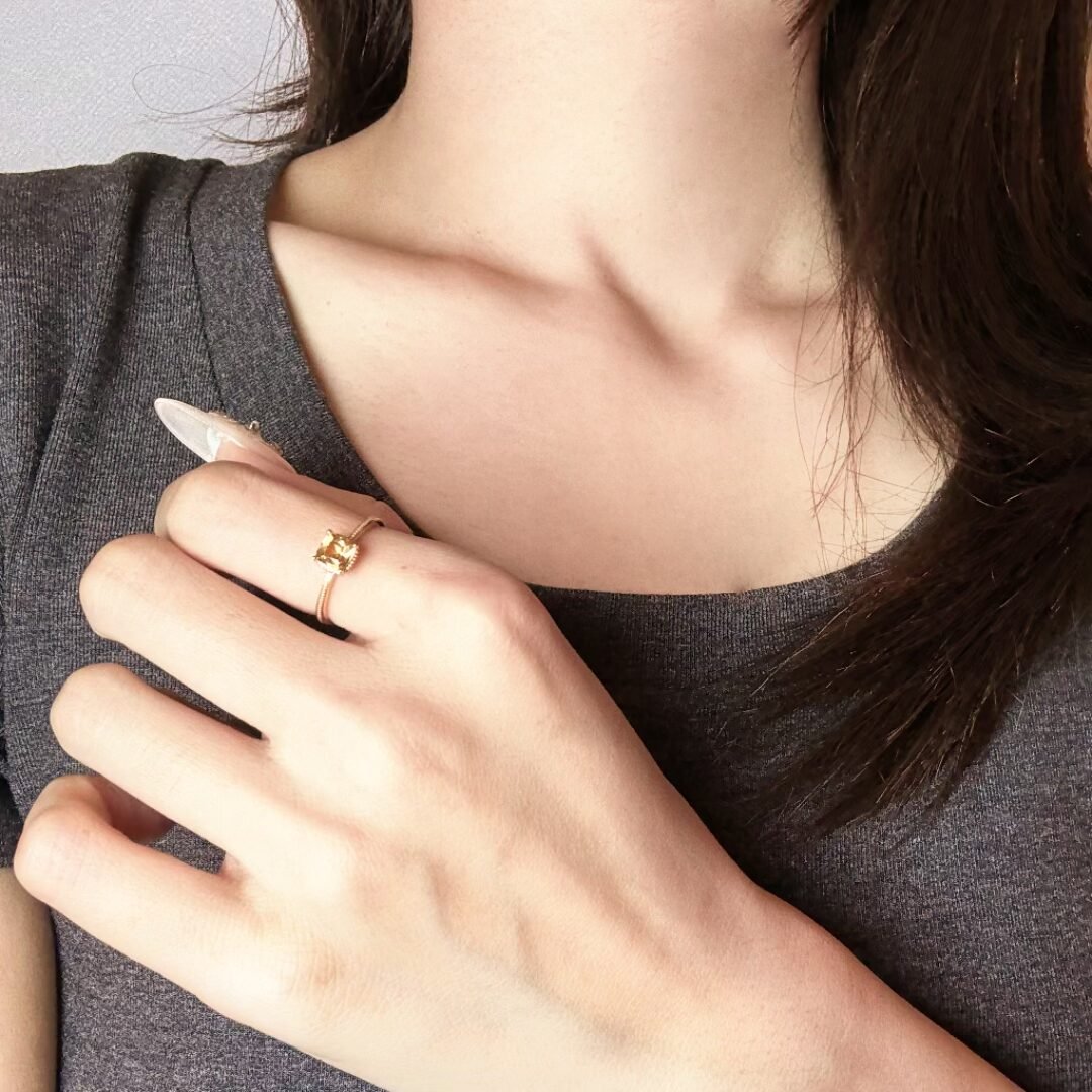 Bague Citrine Argent Plaqué Or – Vertus Énergétiques - Biloria