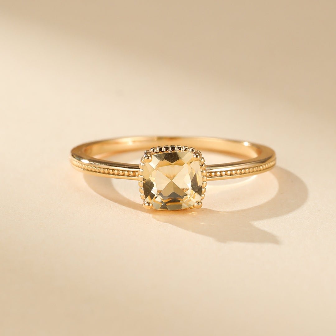 Bague Citrine Argent Plaqué Or – Vertus Énergétiques - Biloria