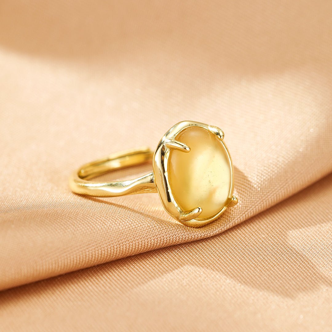 Bague Citrine Nacre Bien-être Émotionnel Argent Plaqué Or - Biloria