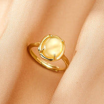 Bague Citrine Nacre Bien-être Émotionnel Argent Plaqué Or - Biloria
