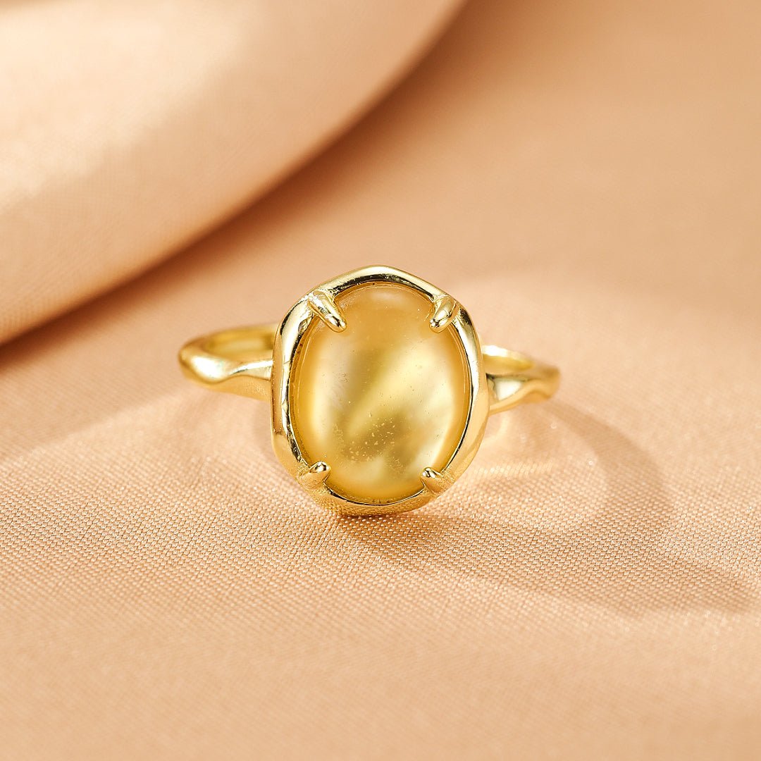 Bague Citrine Nacre Bien-être Émotionnel Argent Plaqué Or - Biloria