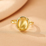 Bague Citrine Nacre Bien-être Émotionnel Argent Plaqué Or - Biloria