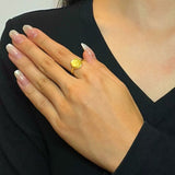 Bague Citrine Nacre Bien-être Émotionnel Argent Plaqué Or - Biloria