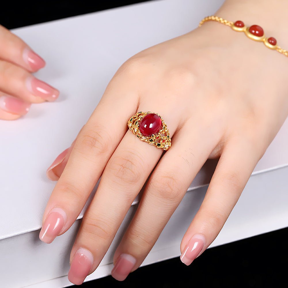 Bague Cornaline Étoile Flamboyante – Argent 925 et Émail - Biloria