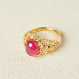 Bague Cornaline Étoile Flamboyante – Argent 925 et Émail - Biloria