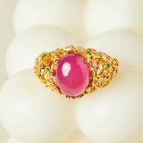 Bague Cornaline Étoile Flamboyante – Argent 925 et Émail - Biloria