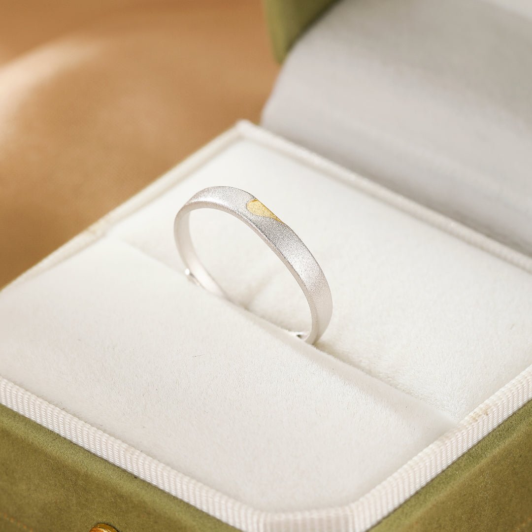 Bague Couple Argent 925 avec Cœur Enlacé Doré - Bijou Amour Harmonie - Biloria