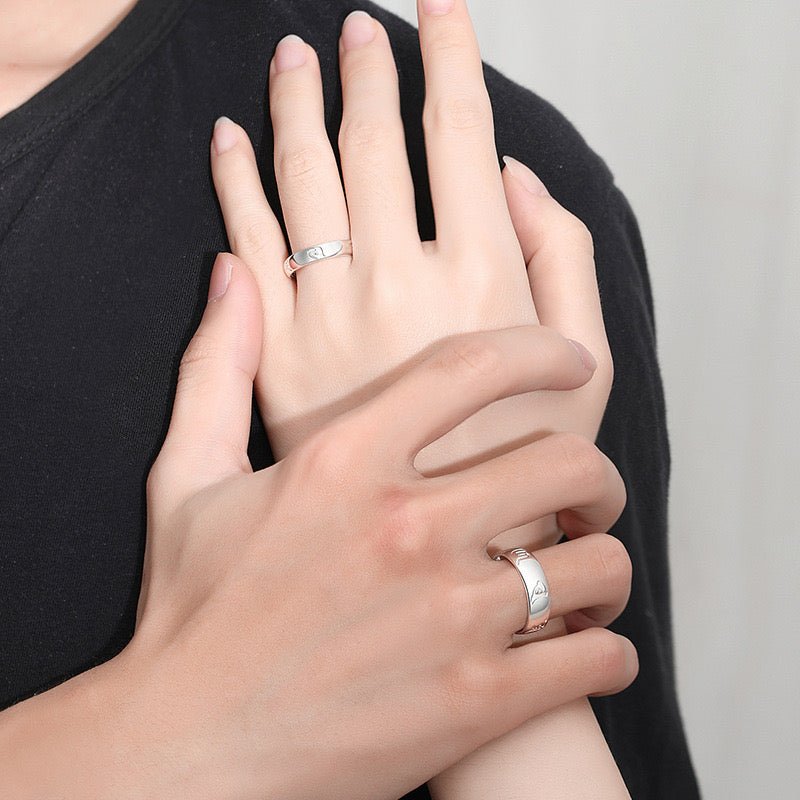 Bague Couple Argent Six Mantras Sacrés Ajustable - Biloria