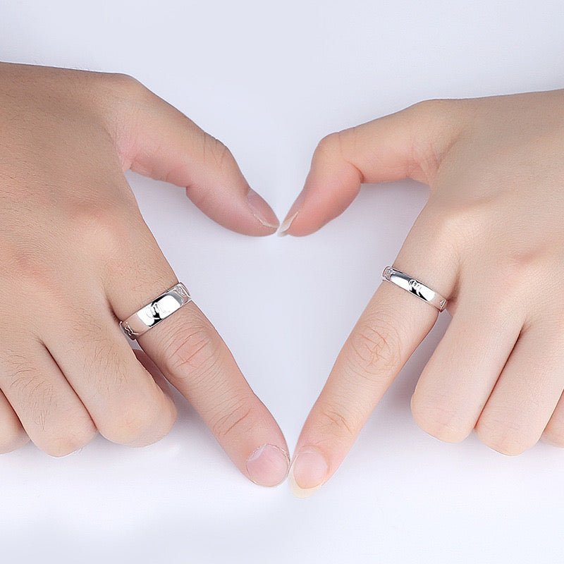 Bague Couple Argent Six Mantras Sacrés Ajustable - Biloria