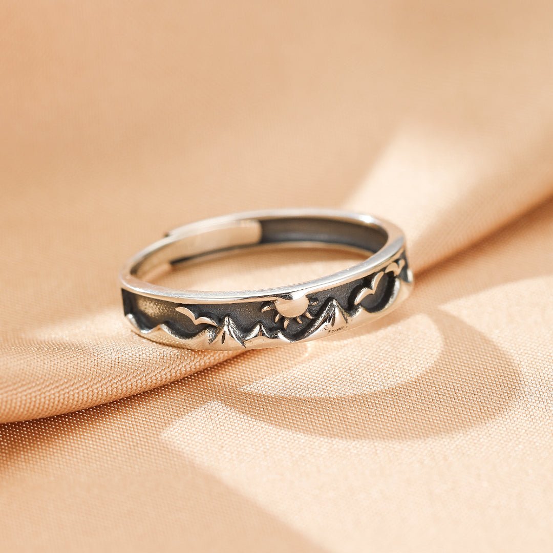 Bague couple astres unis argent 925 ajustable - Biloria