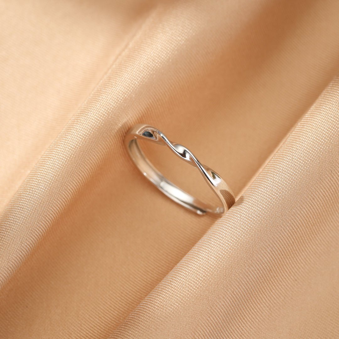 Bague Couple Cœur Entrelacé Argent 925 Ajustable - Biloria