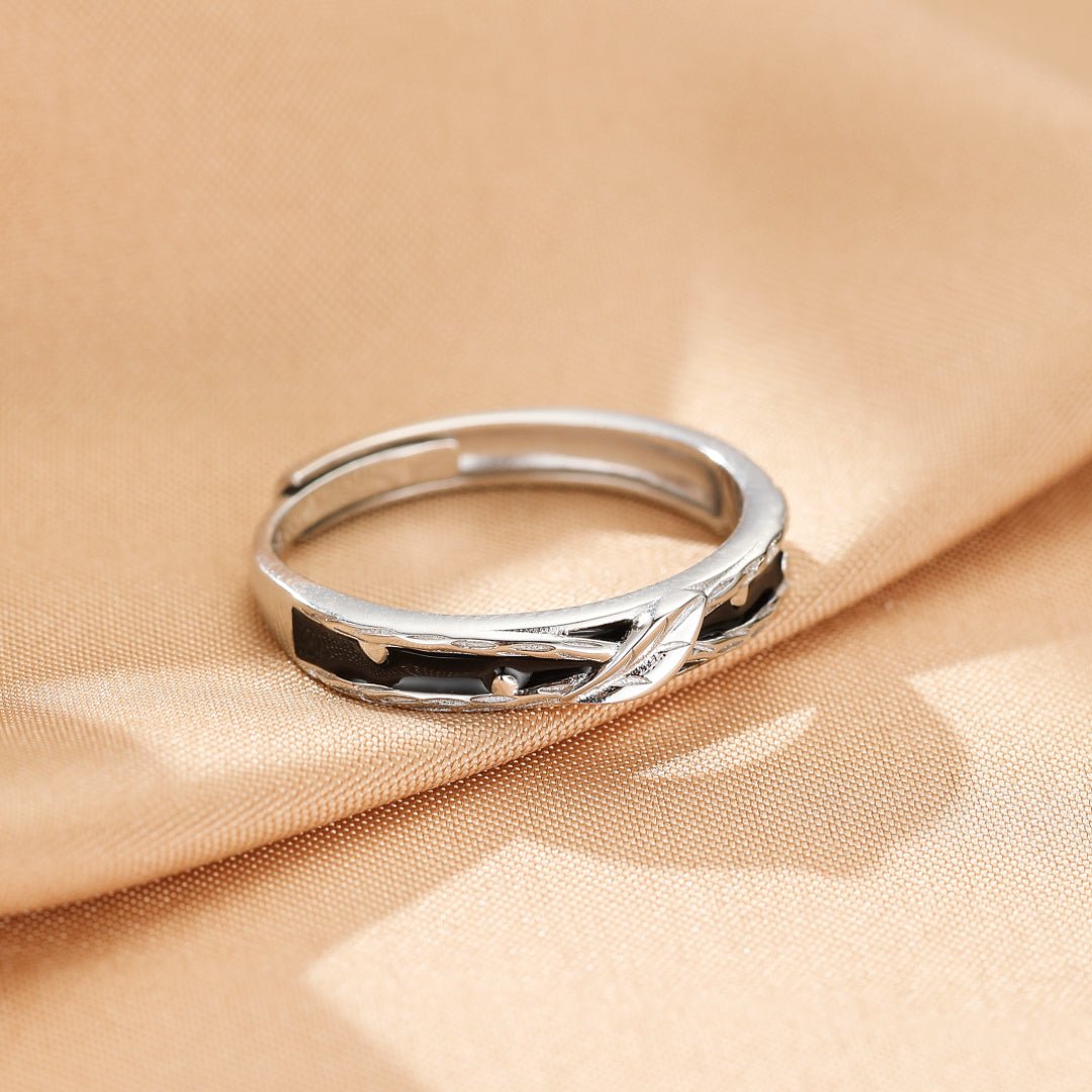 Bague Couple Fleur et Feuille Argent 925 Ajustable - Biloria