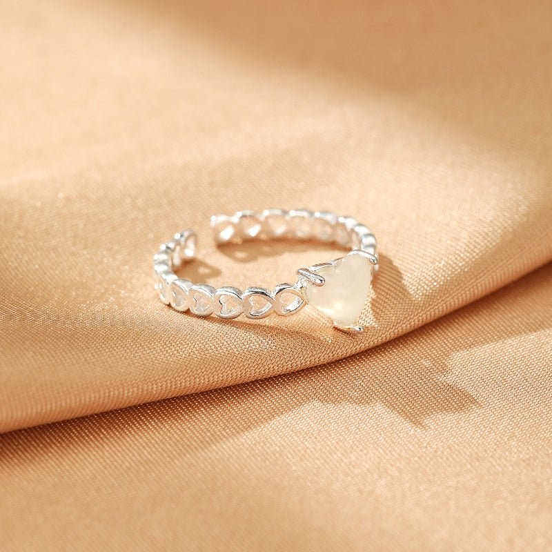 Bague Cristal de Roche Quartz Rose Argent Ajustable Apaisante - Biloria