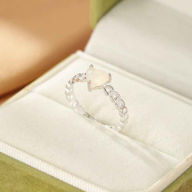 Bague Cristal de Roche Quartz Rose Argent Ajustable Apaisante - Biloria