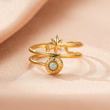 Bague double anneau Amazonite étoile dorée - Biloria