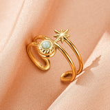 Bague double anneau Amazonite étoile dorée - Biloria