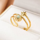 Bague double anneau Amazonite étoile dorée - Biloria