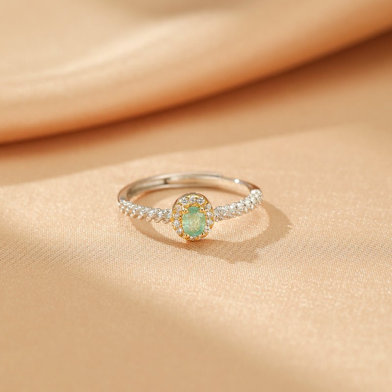 Bague Émeraude Argent 925 – Bijou Ajustable Pierre Naturelle - Biloria