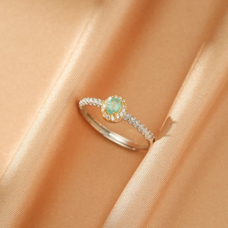 Bague Émeraude Argent 925 – Bijou Ajustable Pierre Naturelle - Biloria