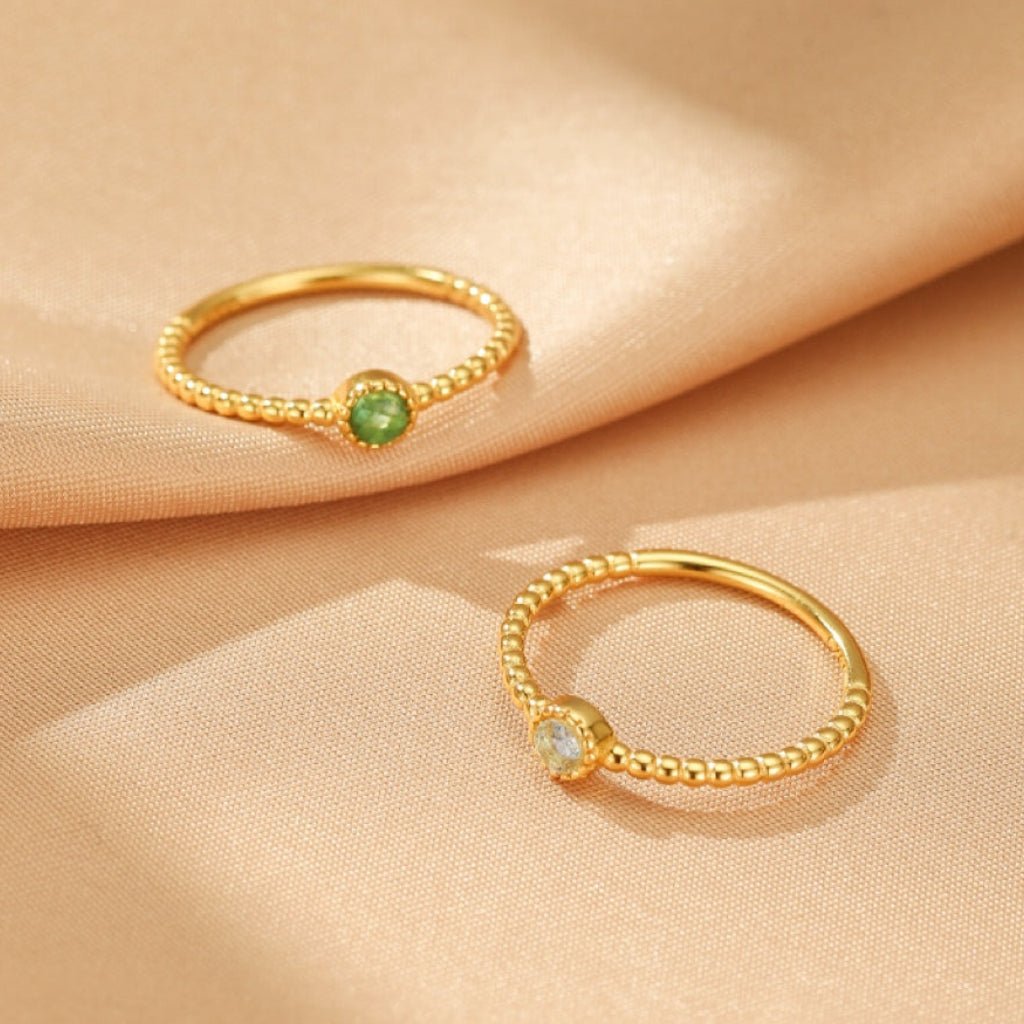 Bague Émeraude Argent Plaqué Or – Bijou Ajustable Renouveau - Biloria