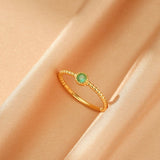 Bague Émeraude Argent Plaqué Or – Bijou Ajustable Renouveau - Biloria