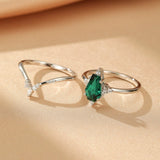Bague Émeraude Argent S925 – Pierre Naturelle 6x9mm - Biloria