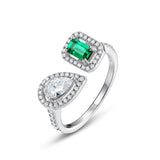 Bague Émeraude Duo Lumineux Argent 925 Ajustable - Biloria