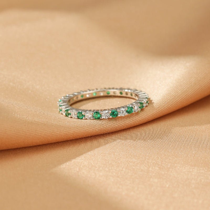 Bague Émeraude et Zircon Argent S925 – Bijou Finesse - Biloria