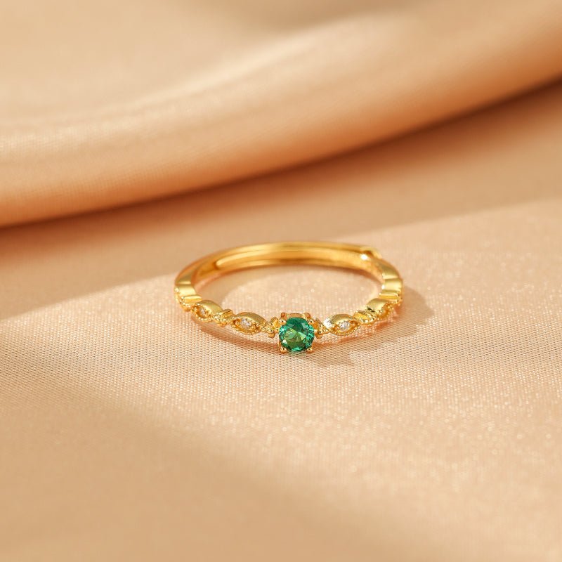 Bague Émeraude Forêt Enchantée en Argent Plaqué Or 18K - Biloria