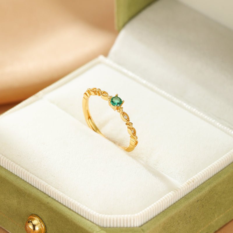 Bague Émeraude Forêt Enchantée en Argent Plaqué Or 18K - Biloria