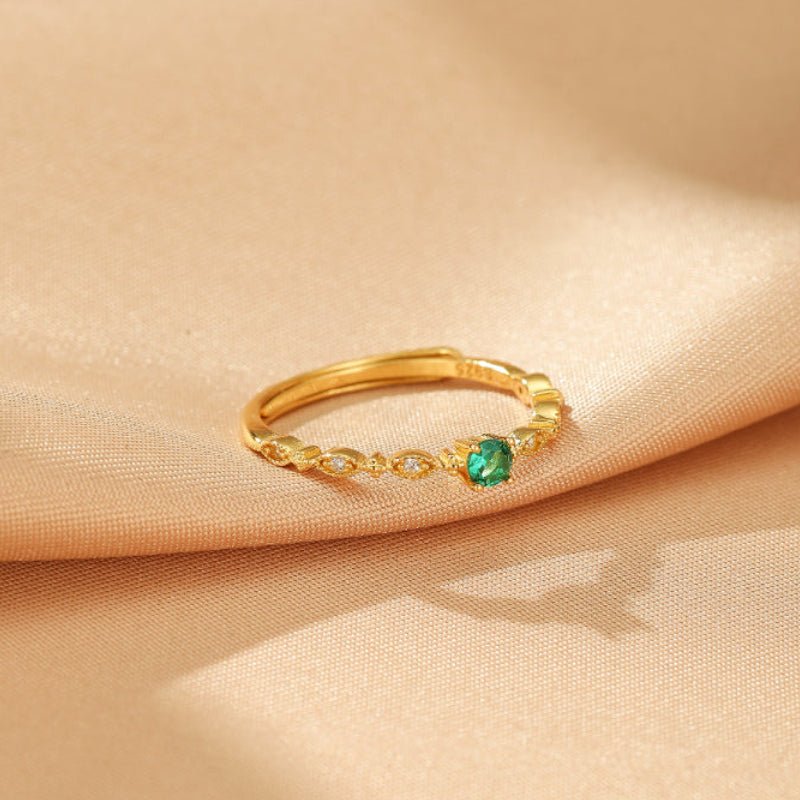 Bague Émeraude Forêt Enchantée en Argent Plaqué Or 18K - Biloria
