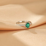 Bague Émeraude Lumière Impériale en Argent 925 Ajustable - Biloria