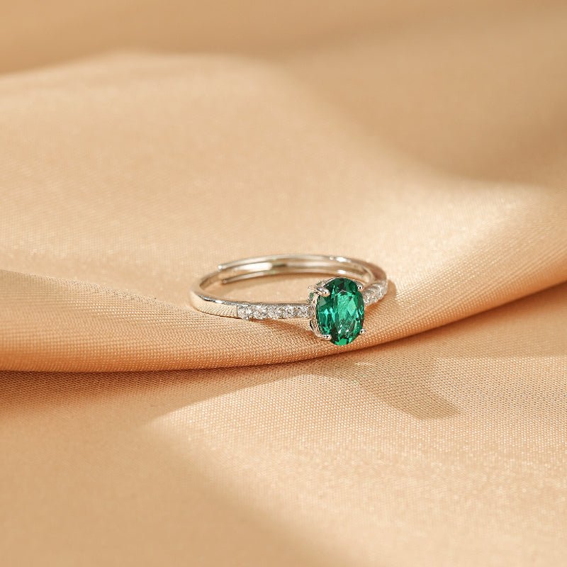 Bague Émeraude Lumière Impériale en Argent 925 Ajustable - Biloria